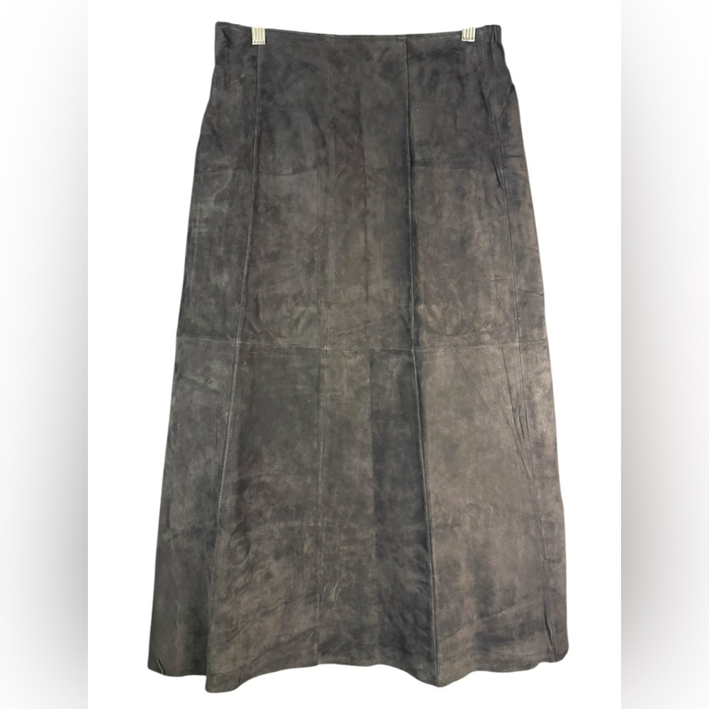 NWT Chico's Black Suede Leather Long Skirt Size 1